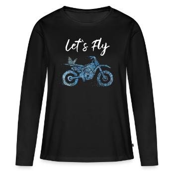 Motocross Biker Papillon - T-shirt manches longues Premium bio Femme - noir - Devant - Julia (174cm)