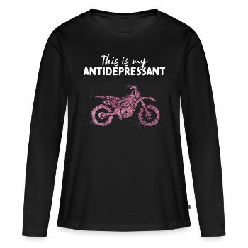 Moto MotoCycliste Biker Biker - T-shirt manches longues Premium bio Femme - noir - Devant - Julia (174cm)