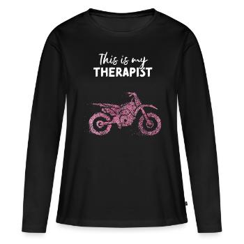 Motorcycle Motorcycling Therapist Bike - Women's Premium Organic Long Sleeve Shirt - black - Front - Julia (174cm)