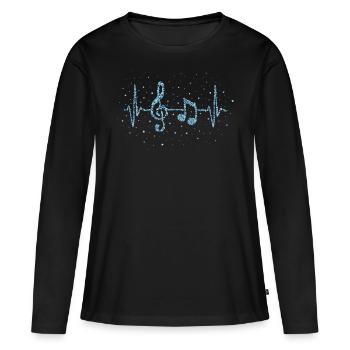 Notenschlüssel Musiklehrer Musikschule - Frauen Premium Bio Langarmshirt - Schwarz - Vorne - Julia (174cm)