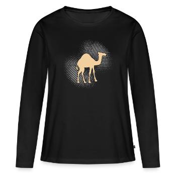 Dromadaire de chameau - T-shirt manches longues Premium bio Femme - noir - Devant - Julia (174cm)