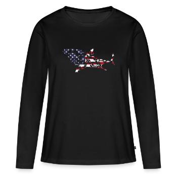 Great White Shark 4th Of July US Flag 4th Of July - Frauen Premium Bio Langarmshirt - Schwarz - Vorne - Julia (174cm)