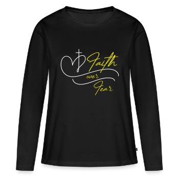 La foi sur la peur - T-shirt manches longues Premium bio Femme - noir - Devant - Julia (174cm)