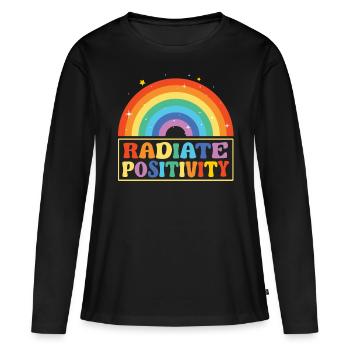 Rayonner de positivité - T-shirt manches longues Premium bio Femme - noir - Devant - Julia (174cm)