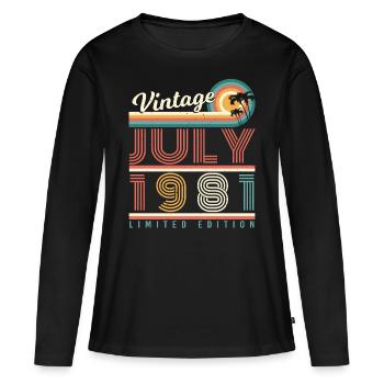 Born 1981 in July - Women's Premium Organic Long Sleeve Shirt - black - Front - Julia (174cm)