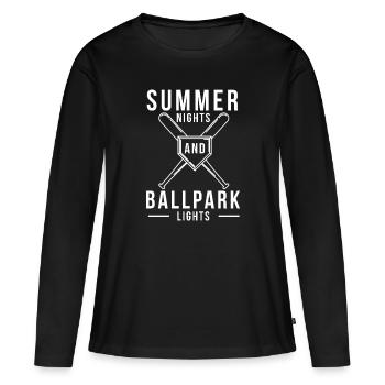 Nuits d’été et ballpark lights Baseball - T-shirt manches longues Premium bio Femme - noir - Devant - Julia (174cm)