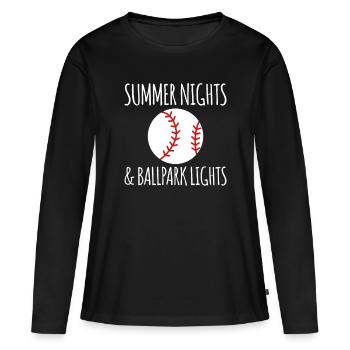 Nuits d’été et ballpark lights Baseball - T-shirt manches longues Premium bio Femme - noir - Devant - Julia (174cm)