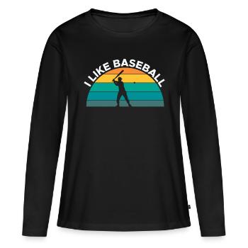 Vintage Retro J’aime Le Cadeau Chemise de Baseball - T-shirt manches longues Premium bio Femme - noir - Devant - Julia (174cm)