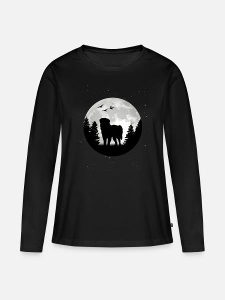 Leonberger Mond - Frauen Premium Bio Langarmshirt - Schwarz