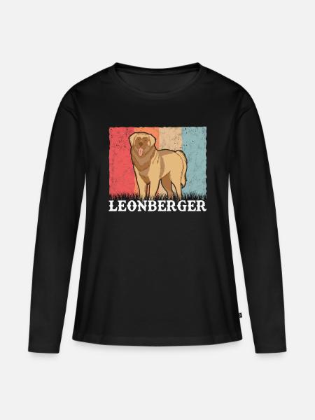 Leonberger Retro - Frauen Premium Bio Langarmshirt - Schwarz