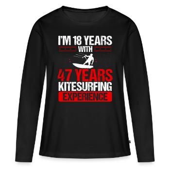 65 Year Old Kitesurfer Kiteboarding 65 Birthday - Women's Premium Organic Long Sleeve Shirt - black - Front - Julia (174cm)