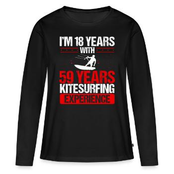 77 Year Old Kitesurfer Kiteboarding 77 Birthday - Frauen Premium Bio Langarmshirt - Schwarz - Vorne - Julia (174cm)