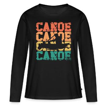 Canoë Canoë Rétro Vintage Canoë - T-shirt manches longues Premium bio Femme - noir - Devant - Julia (174cm)