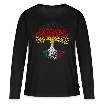 Wurzeln Baum Deutschland Italien - Frauen Premium Bio Langarmshirt - Schwarz - Vorne - Julia (174cm)