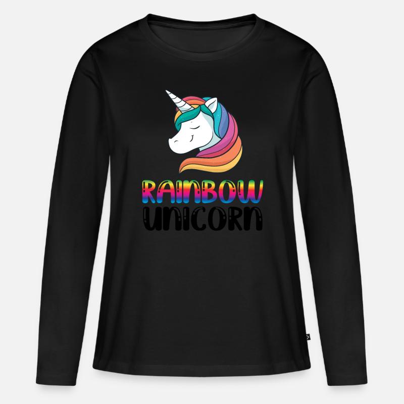 Rainbow Unicorn Bisexual Transgender Pride Rainbow - Frauen Premium Bio Langarmshirt - Schwarz