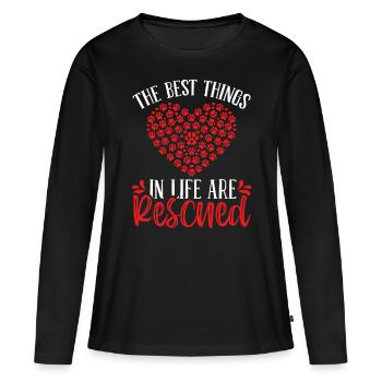 Animal Rescue Dog Rescuer Refuge Cat Rescue - T-shirt manches longues Premium bio Femme - noir - Devant - Julia (174cm)