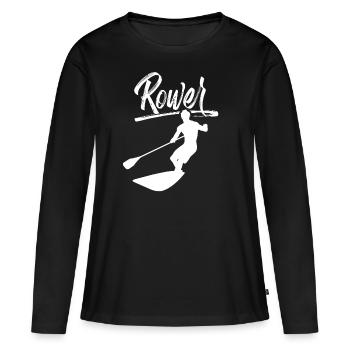 Aviron Aviron Aviron Bateau Aviron - T-shirt manches longues Premium bio Femme - noir - Devant - Julia (174cm)