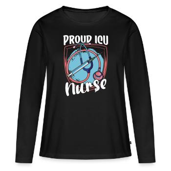 Fière infirmière en soins intensifs Soins intensifs - T-shirt manches longues Premium bio Femme - noir - Devant - Julia (174cm)