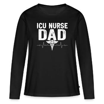 Infirmière en soins intensifs Papa Soins intensifs - T-shirt manches longues Premium bio Femme - noir - Devant - Julia (174cm)