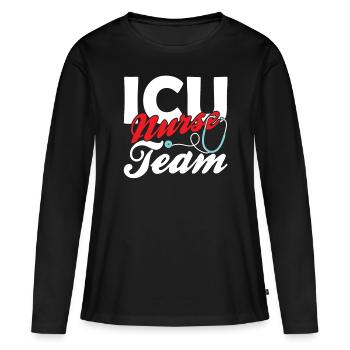 Équipe d’infirmières en soins intensifs Soins intensifs - T-shirt manches longues Premium bio Femme - noir - Devant - Julia (174cm)