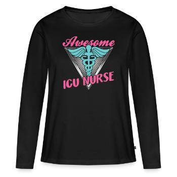 Grande infirmière en soins intensifs Soins intensifs - T-shirt manches longues Premium bio Femme - noir - Devant - Julia (174cm)