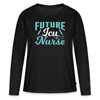 Future infirmière en soins intensifs Soins intensifs - T-shirt manches longues Premium bio Femme - noir - Devant - Julia (174cm)