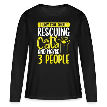 Drôle de chat Sauveteur Refuge Animaux Sauvetage de chat - T-shirt manches longues Premium bio Femme - noir - Devant - Julia (174cm)