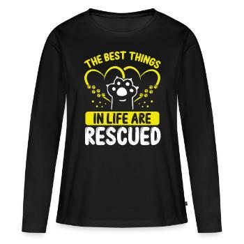 Shelter Cats Foster Animal Cat Rescuer Adopt - Frauen Premium Bio Langarmshirt - Schwarz - Vorne - Julia (174cm)