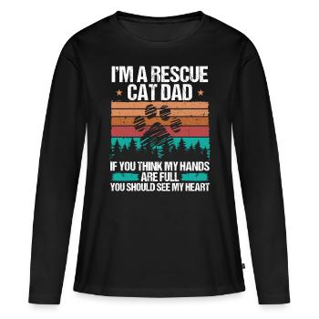Cat Rescuer Dad Foster Animal Fathers Day - Women's Premium Organic Long Sleeve Shirt - black - Front - Julia (174cm)