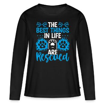 Funny Dog Rescuer Adopt Dogs Shelter Dog Rescue - Women's Premium Organic Long Sleeve Shirt - black - Front - Julia (174cm)