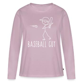 Baseball Fan Stick Figure Man - T-shirt manches longues Premium bio Femme - rose poudré - Devant - Julia (174cm)