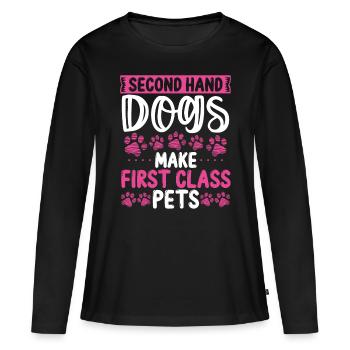 Chien sauveteur Drôle de refuge Chiens d’occasion Chiens - T-shirt manches longues Premium bio Femme - noir - Devant - Julia (174cm)