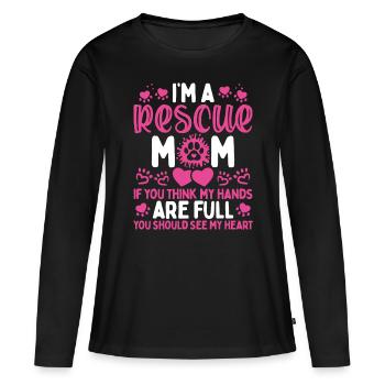Chien Sauveteur Maman Animaux d’accueil Mères Chiens de jour - T-shirt manches longues Premium bio Femme - noir - Devant - Julia (174cm)