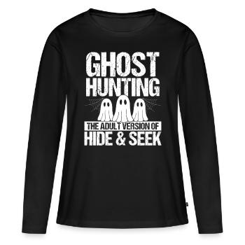 Ghost Hunting Version Adulte Drôle Chasseur de Fantômes - T-shirt manches longues Premium bio Femme - noir - Devant - Julia (174cm)