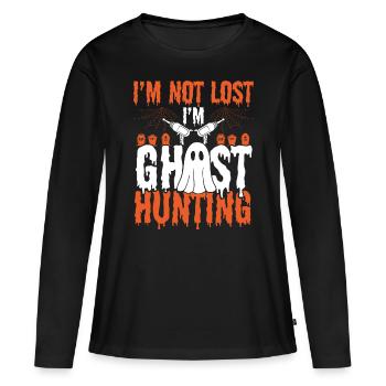 Drôle ghost hunter im pas perdu im ghost huntingFun - T-shirt manches longues Premium bio Femme - noir - Devant - Julia (174cm)