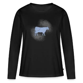 Bœuf de vache - T-shirt manches longues Premium bio Femme - noir - Devant - Julia (174cm)