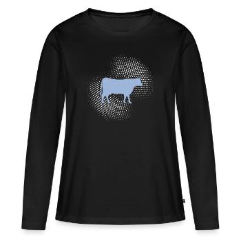 Bœuf de vache - T-shirt manches longues Premium bio Femme - noir - Devant - Julia (174cm)