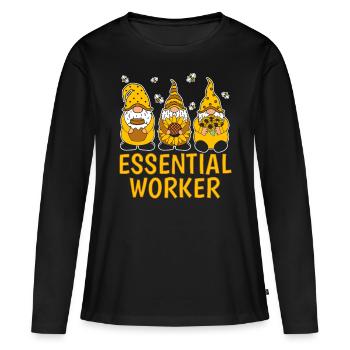 Essential Worker - Frauen Premium Bio Langarmshirt - Schwarz - Vorne - Julia (174cm)