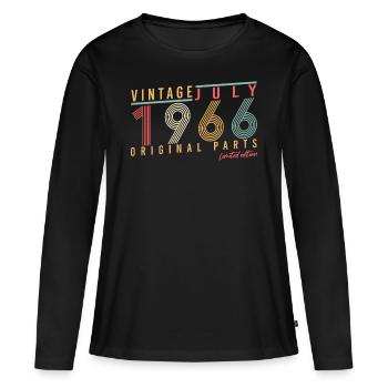 Né en 1966 en juillet - T-shirt manches longues Premium bio Femme - noir - Devant - Julia (174cm)