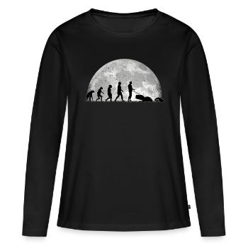 Mähroboter Evolution Mond Rasenroboter - Frauen Premium Bio Langarmshirt - Schwarz - Vorne - Julia (174cm)