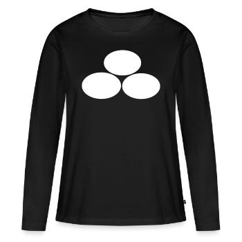 Trois ovales blancs - T-shirt manches longues Premium bio Femme - noir - Devant - Julia (174cm)