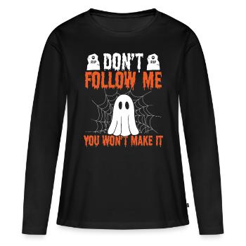 Ghost Hunter Ne me suis pas vous Ghost Hunting - T-shirt manches longues Premium bio Femme - noir - Devant - Julia (174cm)