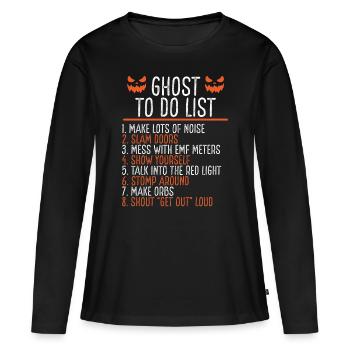 Ghost Hunting Drôle Ghost Hunter Essentials - T-shirt manches longues Premium bio Femme - noir - Devant - Julia (174cm)