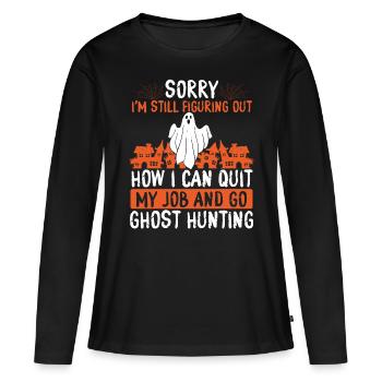 Ghost Hunting Kite pour Ghost Hunting Ghost Hunter - T-shirt manches longues Premium bio Femme - noir - Devant - Julia (174cm)