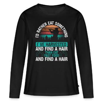 Drôle de chasseur de cerf chasseur de sanglier chasseur de sanglier - T-shirt manches longues Premium bio Femme - noir - Devant - Julia (174cm)