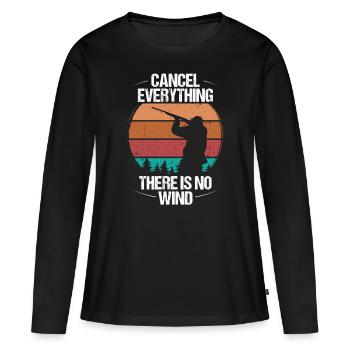 Funny Hunter Vintage There is no Wind Wild Boar - Frauen Premium Bio Langarmshirt - Schwarz - Vorne - Julia (174cm)