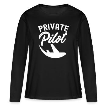 Jet de pilote privé Petit avion Avion léger - T-shirt manches longues Premium bio Femme - noir - Devant - Julia (174cm)