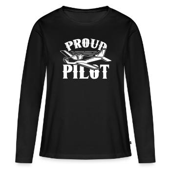 Fier pilote de petit avion jet avion léger - T-shirt manches longues Premium bio Femme - noir - Devant - Julia (174cm)