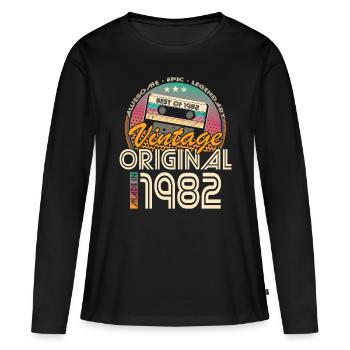 40e anniversaire né en 1982 Fabriqué en 1982 - T-shirt manches longues Premium bio Femme - noir - Devant - Julia (174cm)