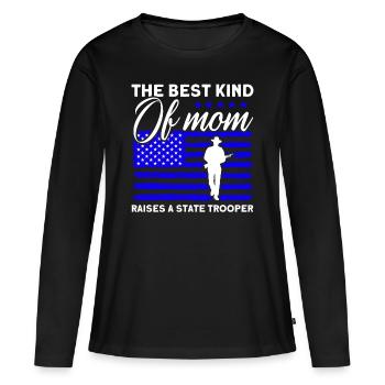 Maman Policier Du Service de Police Policier - T-shirt manches longues Premium bio Femme - noir - Devant - Julia (174cm)
